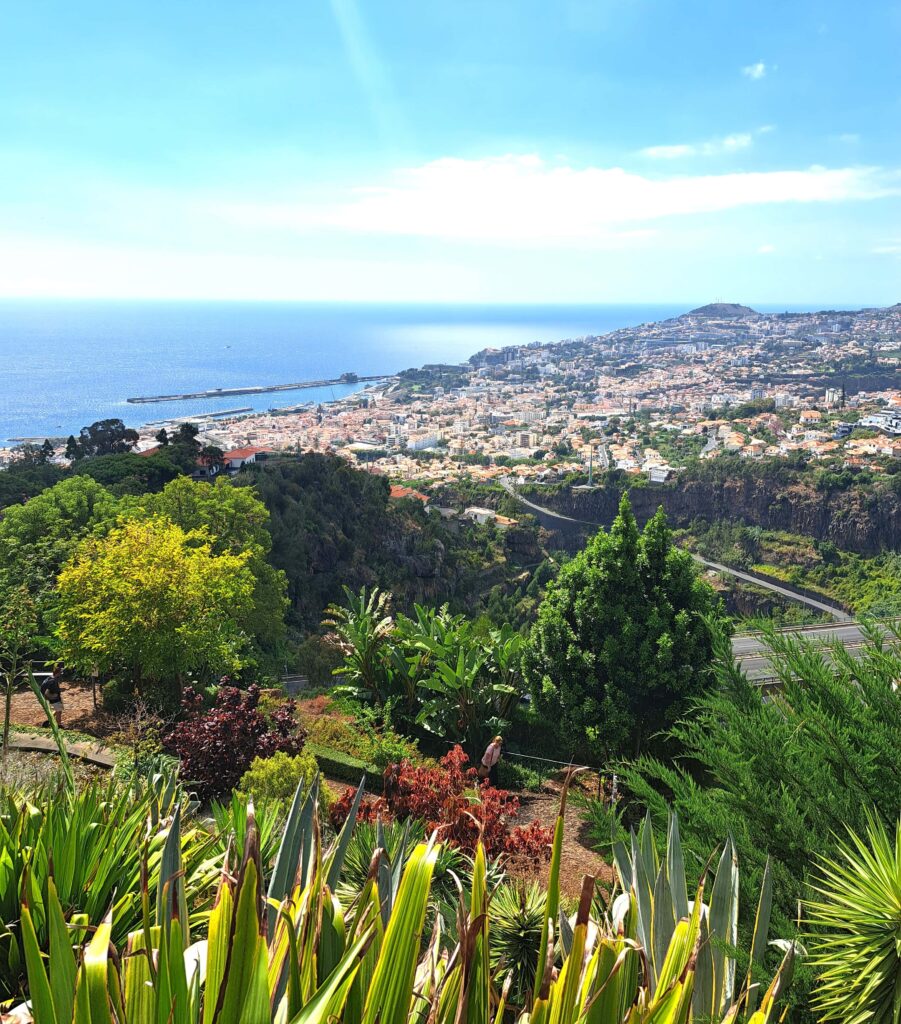 Blick vom Garten zum Meer